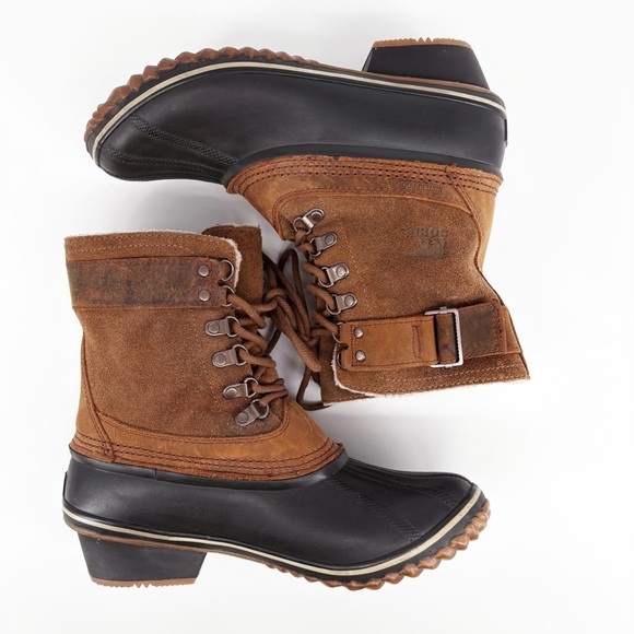 SOREL | Winter Fancy Lace-Up II Leather Duck Boots in Brown | Sz 9 - Picture 10 of 16